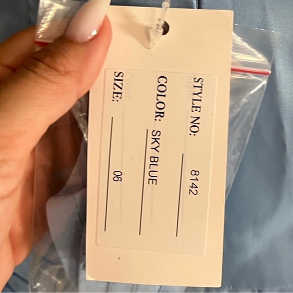 Jovani Strapless Corset Gown Blue - Picture 6 of 6